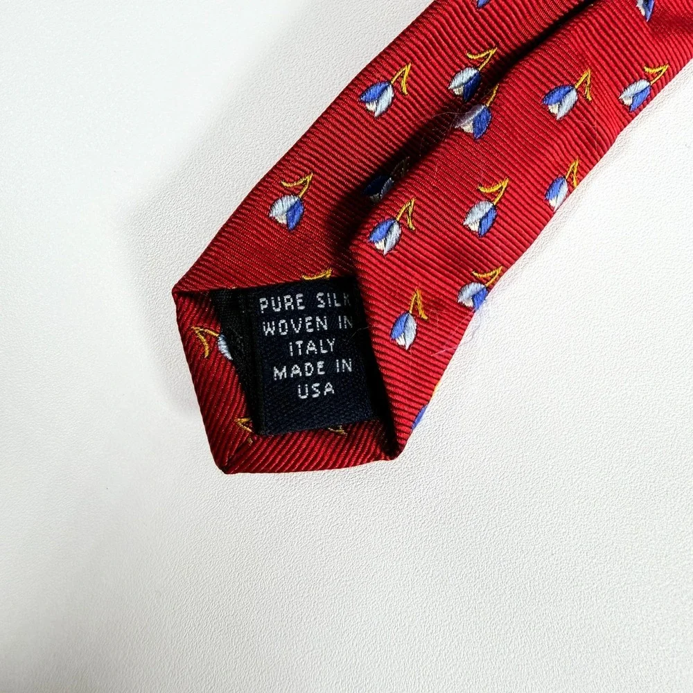 Brooks Brothers Tie Makers Silk Woven In Italy Red Tulip Floral Novelty Necktie